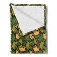 thumbnail image 2 of Grunge Soft Flannel Fleece Blanket, Mammoth Prehistoric Animals Graphic in Camouflage Tones Boho Wild Fashion, Cozy Plush for Indoor and Outdoor Use, 60" x 80", Peach and Olive Green, by Ambesonne, 2 of 5