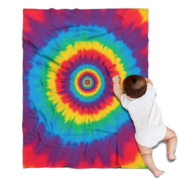 Colorful Rainbow Tie Dye Spiral Pattern Blanket,Comfortable Soft Flannel Throw Blanket,All Season,Warm Lightweight Blankets for Sofa Bed Couch Living Room Chair,30"x40"
