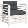 thumbnail image 3 of vidaXL Patio Chairs with Cushions 2 pcs White Solid Wood Pine, 3 of 10