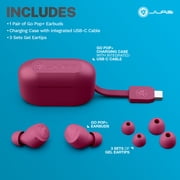 JLab Go Pop+ True Wireless Earbuds, Dark Pink, Bluetooth, IPX4, Be Aware Mode, Customize Sound, Controls