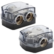 2PCS Car Audio Power Ground Distribution Block 0 Gauge 1 Input 2 Output Amp Power Splitter Zinc Alloy Nickel Plated Distribution Terminal for Car Amplifier Marine Audio Electrical Systems