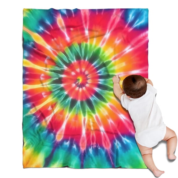 Colorful Rainbow Tie Dye Spiral Pattern Blanket,Comfortable Soft Flannel Throw Blanket,All Season,Warm Lightweight Blankets for Sofa Bed Couch Living Room Chair,30"x40"