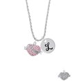 thumbnail image 2 of Delight Jewelry Silvertone Big Sister Banner on Pink Crystal Heart Silvertone Script Initial Disc - L - Charm Necklace, 20"+3", 2 of 4