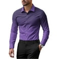 thumbnail image 2 of Huankd Men's Wrinkle Free Slim Fit Dress Shirts Formal Long Sleeve Button Down for Wedding Business Dark Purple M, 2 of 5