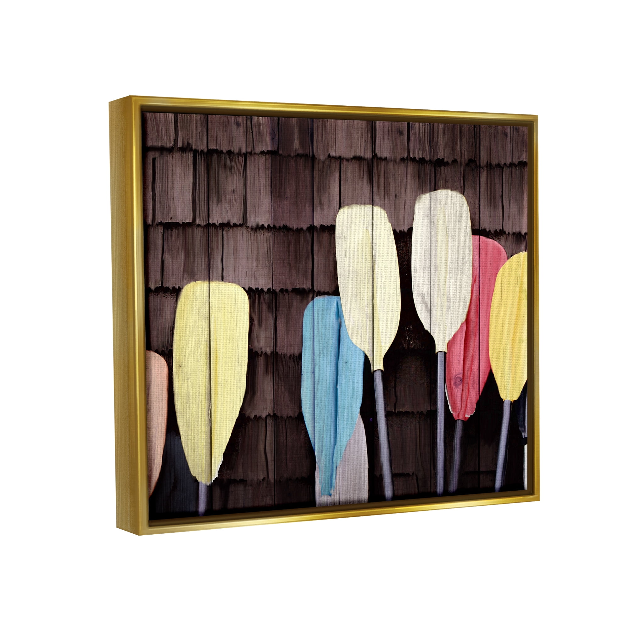 Stupell Industries Rustic Boat Oars Transportation Painting Gold Floater Framed Canvas Art Print Wall Art, 21 x 17