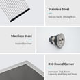 thumbnail image 3 of 30x18 Inches Brushed Nickel 18-Gauge Stainless Steel Undermount Single-Basin Kitchen Sink, 3 of 8