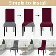 thumbnail image 4 of Chair Covers for Dining Room Set of 6, Stretch Jacquard Kitchen Parsons Chair Covers,Washable Spandex Dining Chair Slipcovers Seat Protector for Hotel,Banquet,Ceremony（Wine Red）, 4 of 6