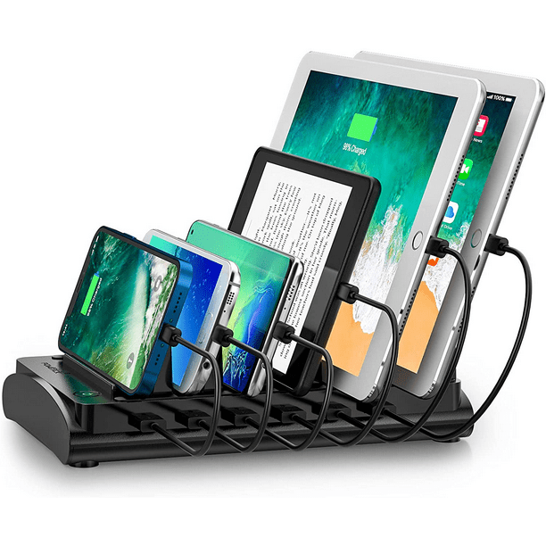 Majestueus Laatste haalbaar Powstick Charging Station for Multiple Devices 60W 12A with Mixed Cables 6  USB Ports Fast Multi Charger Organizer Heavy Duty Dividers for Cell Phones  Tablets Smartphones Electronics for Home Office - Walmart.com