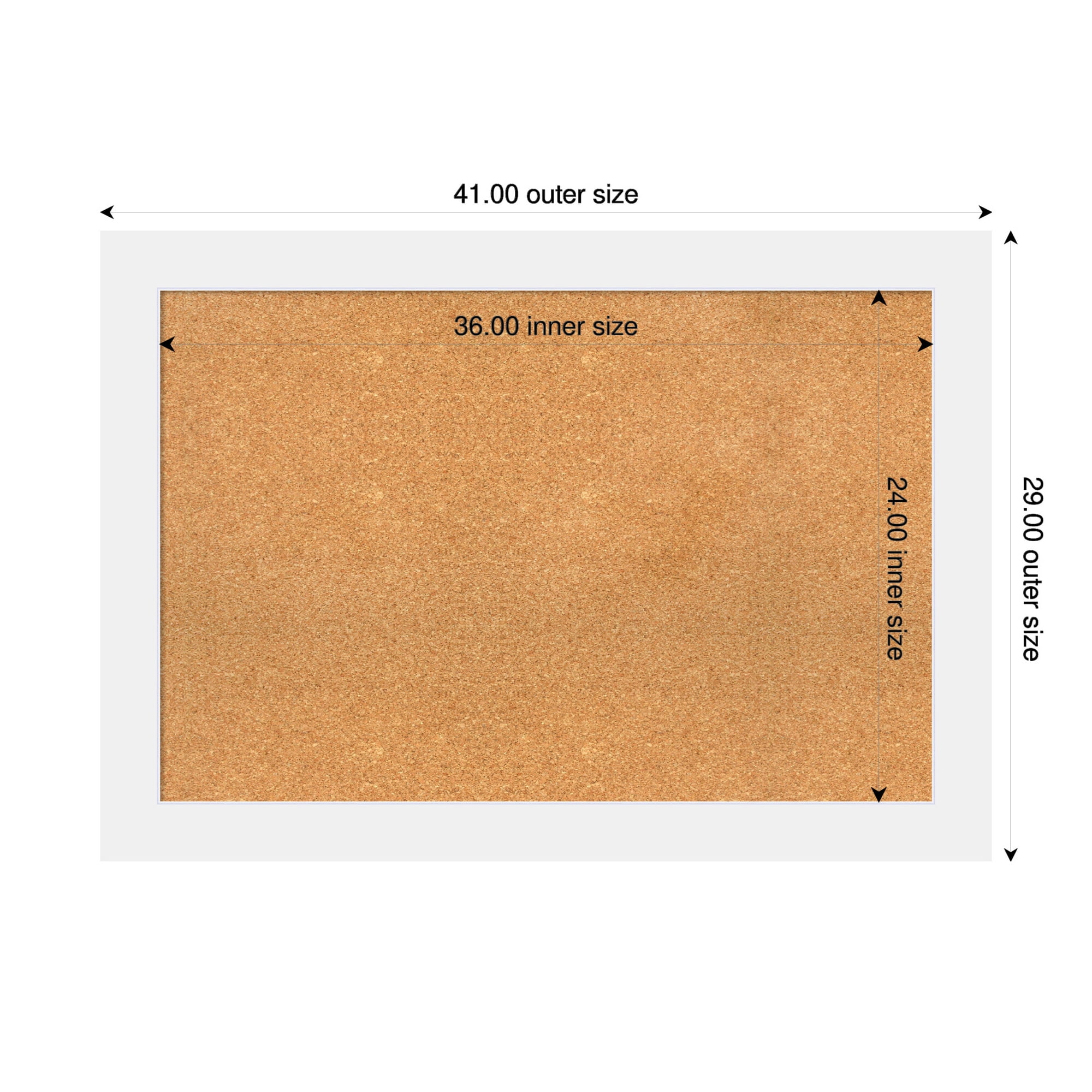 Amanti Art Natural Cork Board Wood Framed Corvino White Bulletin Board 41 in. x 29 in.