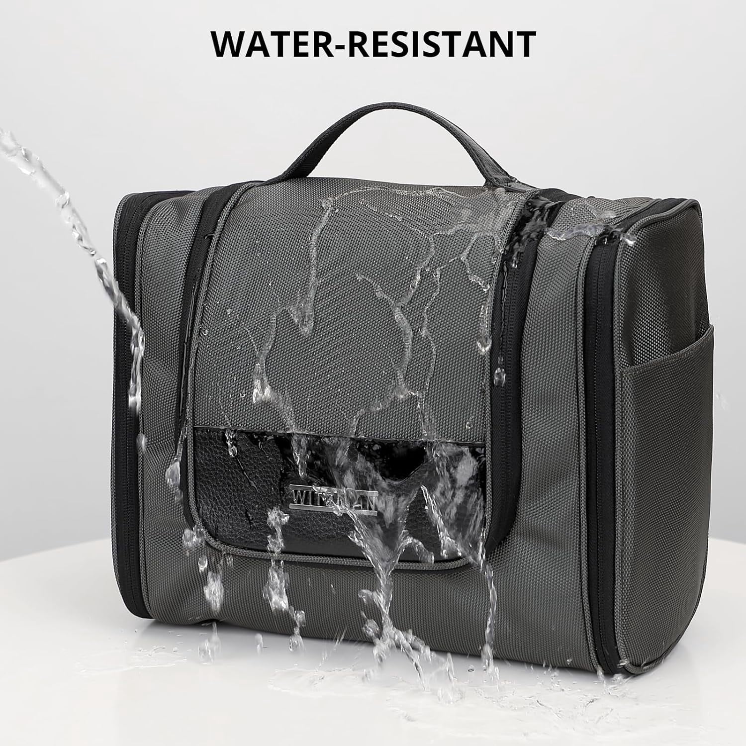 WITZMAN Toiletry Bag for Men Large Hanging Multi-Organization Bathroom Bag Water-Resistant Dopp Kit Shaving Bag Men(B690 Grey)