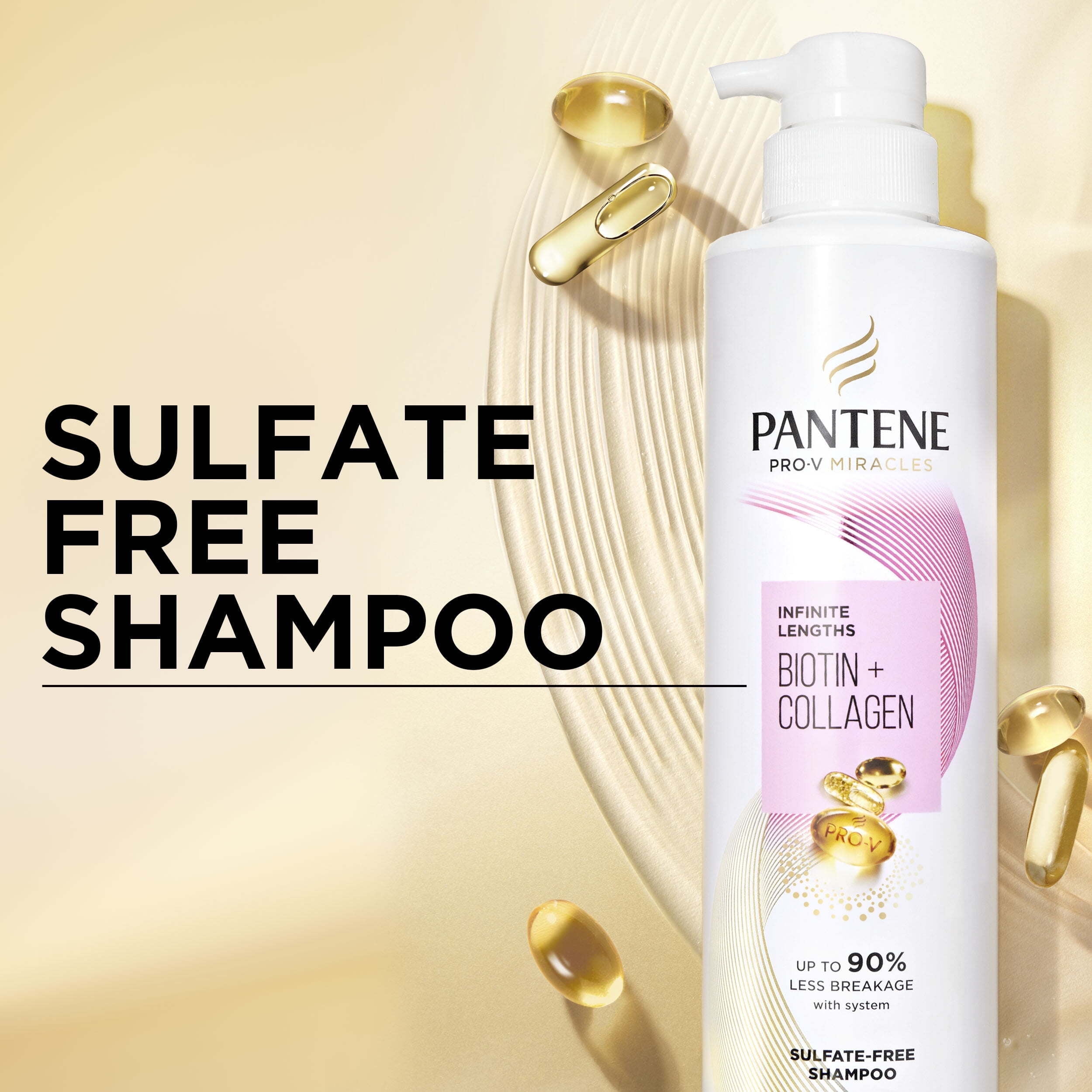 Pantene Sulfate-Free Pro-V Miracles Infinite Lengths Biotin + Collagen Shampoo, 13.5oz and Miracle Rescue Deep Repair Conditioner, 8oz