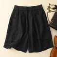 thumbnail image 2 of oqasdz Women's Linen Shorts Elastic High Waist Casual Loose Fit Solid Color Summer Shorts with Pockets Vintage Trendy Outdoor, 2 of 5