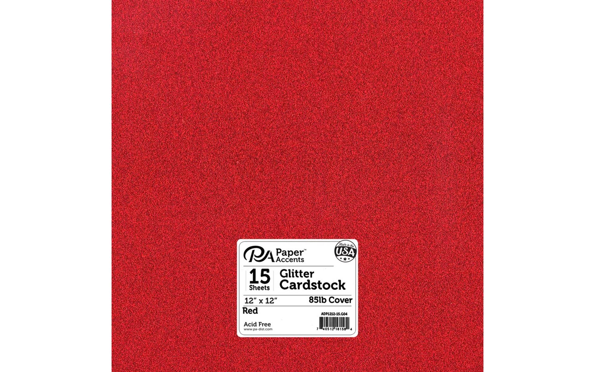 Paper Accents Glitter Cardstock 12"x 12" 85lb 15pc Red