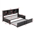 thumbnail image 5 of Bellemave Twin Size Daybed with Trundle and Storage Headboard, Metal Captains Beds Frame with USB Charging Port, Twin Trundle Platform Bed with Bookcase, No Box Spring Needed （Black）, 5 of 7