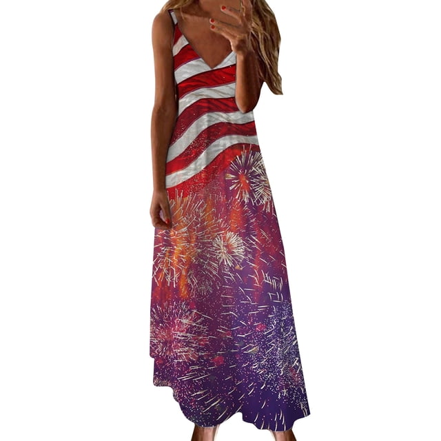 Robes Maxi d'Été pour Femmes 2022 Sans Manches Bretelles Spaghetti Col en V Imprimé Longue Robe de Plage Ample Robe de Soleil
