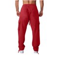 thumbnail image 5 of Ndbuld Pants for Men Big and Tall Men's Joggers Mens Fashion Joggers Sports Elastic Waist Pockets Pants Sweatpants Trousers Mens Long Pants Solid Color Red,S, 5 of 6