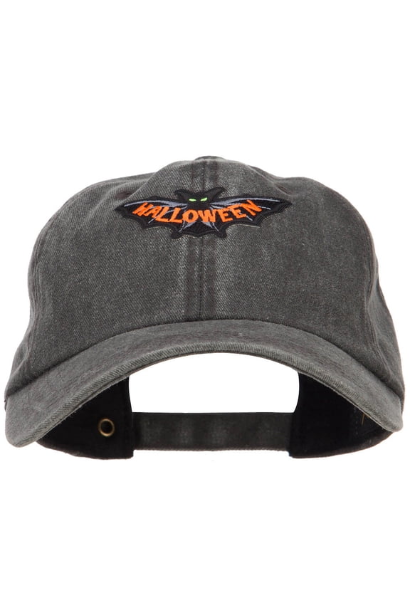Halloween Scary Bat Patched Unstructured Cap - Black OSFM