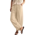 thumbnail image 2 of Only Moment Wide Leg Linen Pants Women with Flounce Hem Pant Legs Pants for Women Business Casual Outfits 2026 office Dress Pants Trousers with Pockets Khaki,XL, 2 of 5