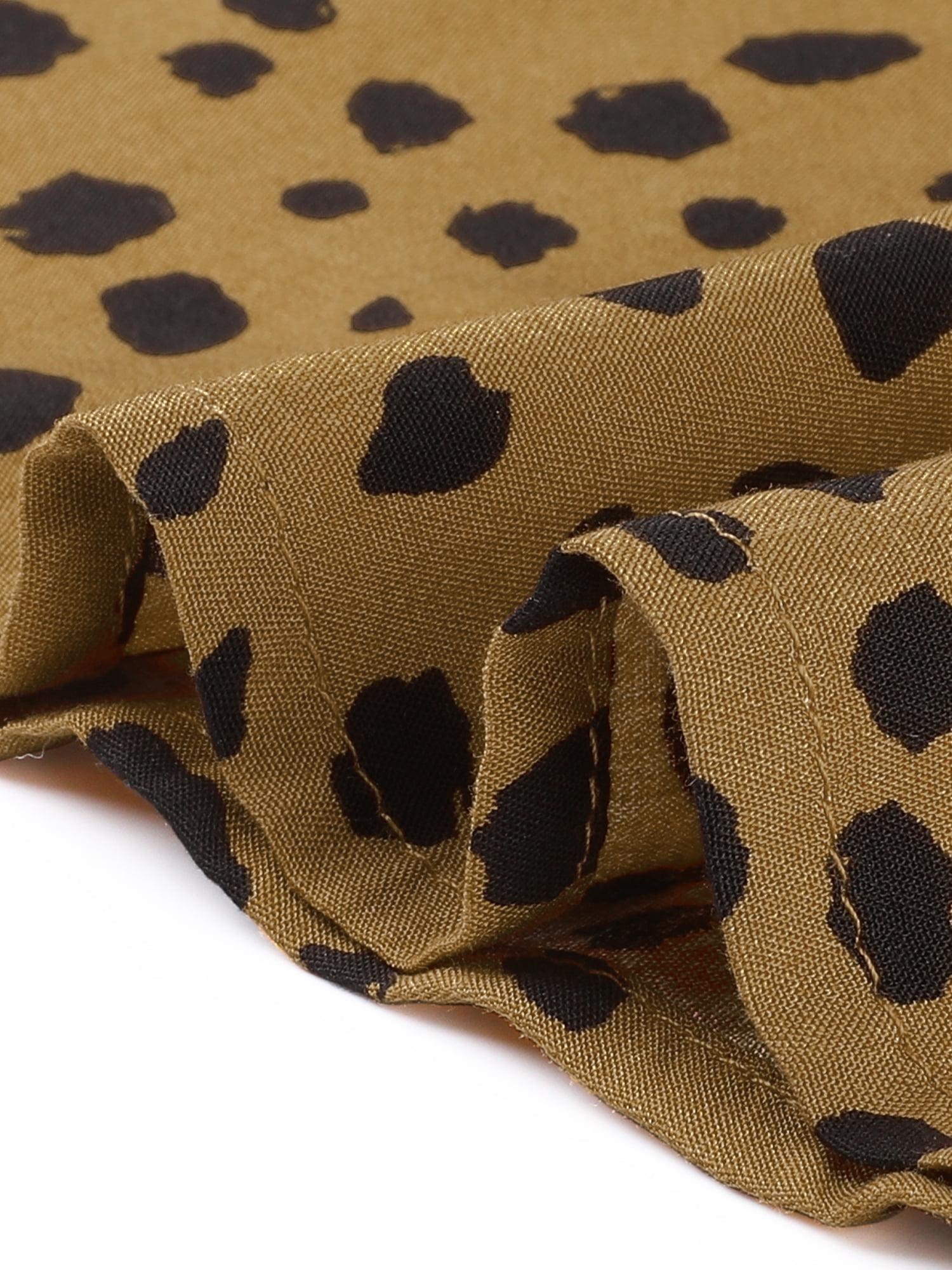DARING DIVA Women's Plus Polka Dot V Neck Long Sleeve Blouse 2X Brown