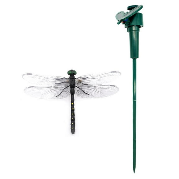Dragonfly Clip Bug Repellent, Realistic PVC Dragonfly Garden Stakes Model Toys, Solar Powered Rotating, Stable and Weather-Resistant Garden Ornaments Decor
