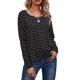 thumbnail image 1 of VISgogo Mujer Primavera Jumper Camisa, Rayas Cuello Redondo Mangas Largas Pullover Tops para Niñas, Negro/Gris/Blanco VISgogo moda, 1 of 7