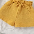 thumbnail image 7 of XZNPDUCQ Toddler Girls Summer Outfit Short Sleeve T-Shirt Tops Elastic Waist Shorts Set Cartoon Print 2PCS Set For 6 12 18 24 Months 2T 3T 4T 5T Dailywear Yellow，12-18 Months, 7 of 7