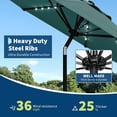 thumbnail image 3 of IdealHouse Patio Umbrella with Solar Lights, Outdoor Table Umbrella with 8 Durable Ribs, Tilt & Crank Mechanism, Waterproof & UV Protection for Garden, Backyard, Poolside (Light Blue, 9 FT), 3 of 7