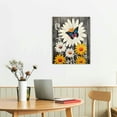 thumbnail image 3 of Nawypu  Daisy Flower Butterfly Canvas Wall Art Modern&nbsp;Artwork Prints Daisy wall Decor, Living Room Bathroom Bedroom Office Home Wall Decor, Grey Daisy Flowers, 3 of 5