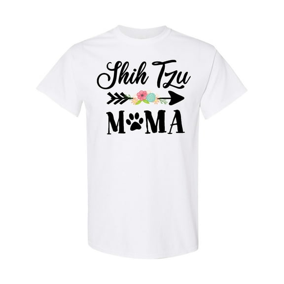 Inktastic Shih Tzu Mama with Flowers and Arrow T-Shirt