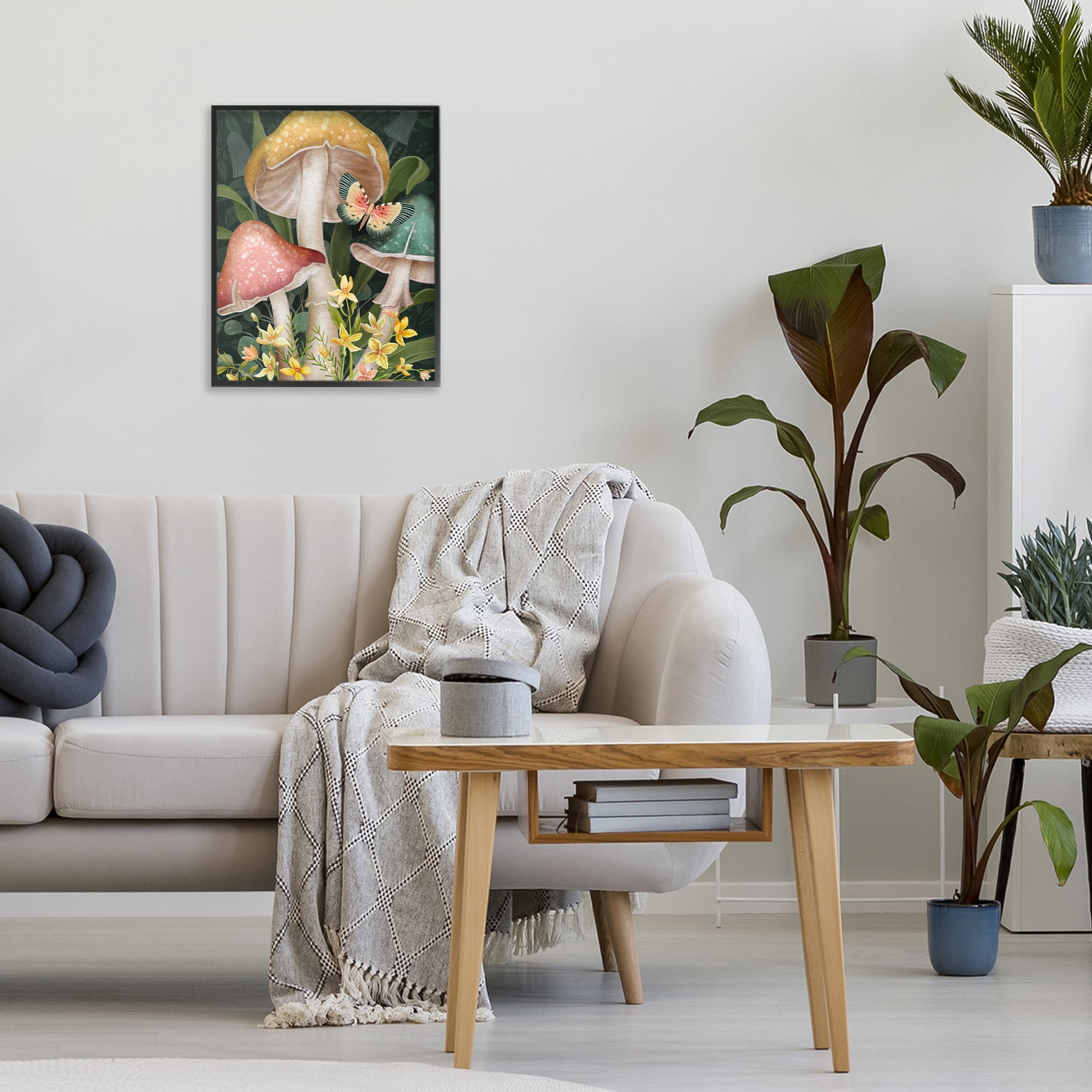 Stupell Industries Midnight Garden Mushrooms Black Framed Giclee Art, design by Nicole Tamarin