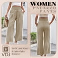 thumbnail image 4 of VDJ Women's Casual Wide Leg Pants Summer Boho High Waisted Beach Palazzo Trousers Flowy Lounge Pant Size XL, 4 of 9