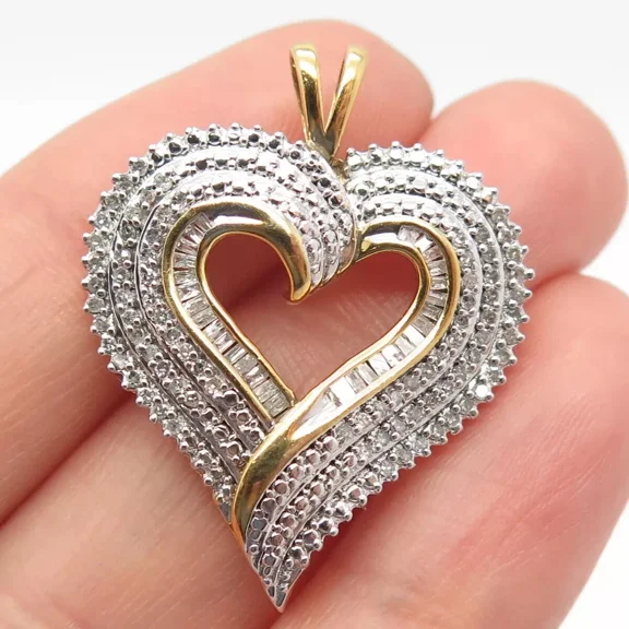 Round Cut 2 CT White Moissanite Pendant Heart 14k Yellow Gold Plated