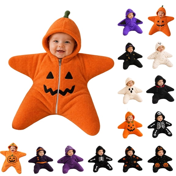 Loyni Baby Starfish Onesie Fleece Wearable Swaddle Bag Newborn Star Shape Hooded Sleep Sack Halloween Sleeping Blanket for 0‑3 Months Baby Shower Gift