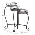 thumbnail image 4 of DecMode 22" x 17" x 23" 3 Tier Black Metal Indoor Outdoor Scroll Plantstand, 4 of 9