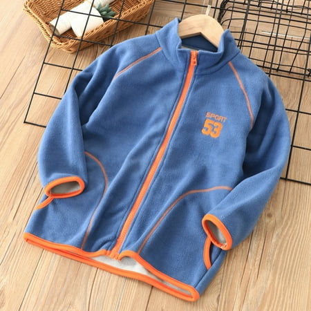 

WZHKSN Child Sweater Toddler Kids Boys Girls Long Sleeve Winter Letter Prints Fleece Zippered Jacket Thicken Warm Outwear Coat