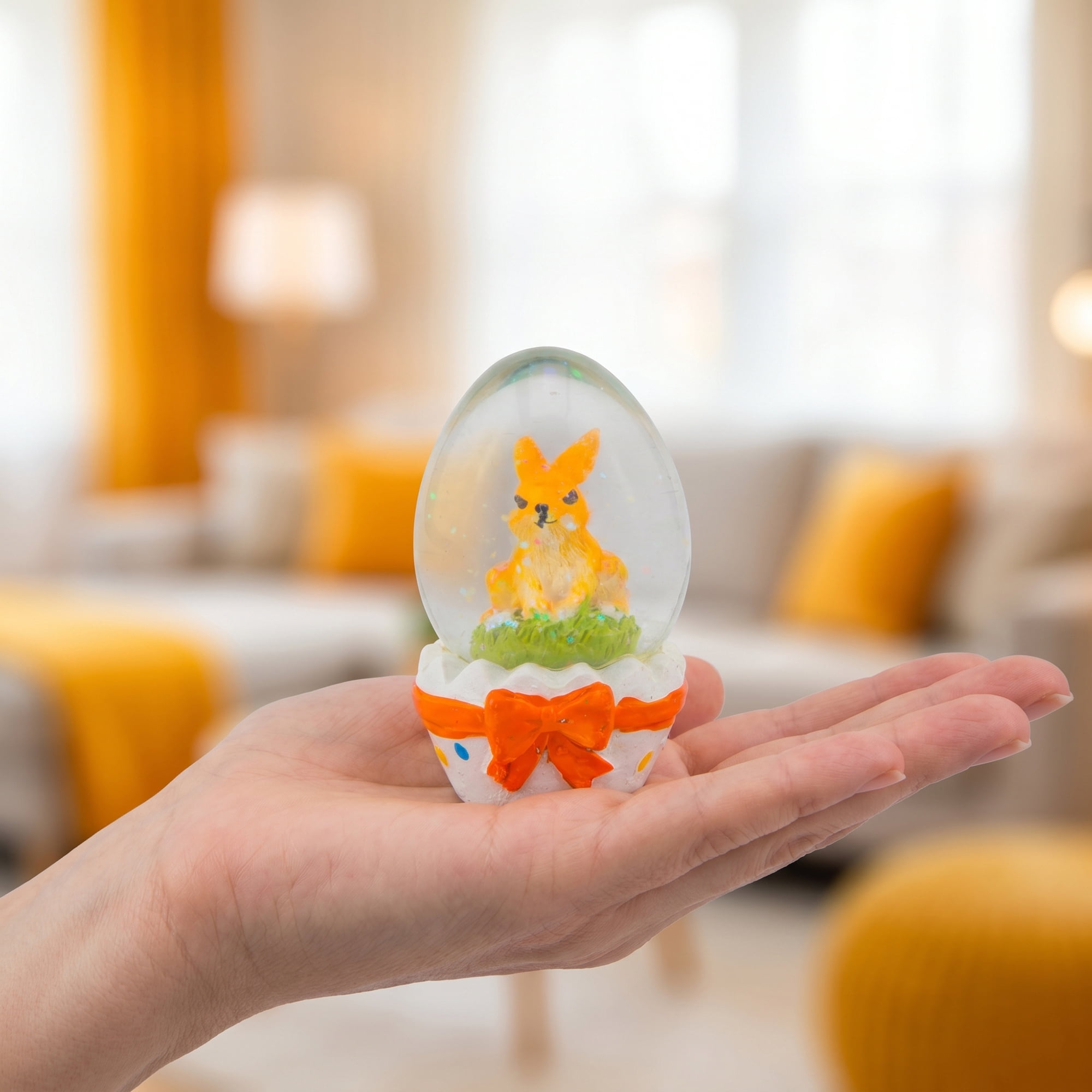 Unique Bargains Light Up Crystal Ball Snow Globe LED White Orange 1.6" x 1.6" x 2.9"