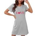 thumbnail image 1 of Amzcrzy Pyjamas pour Femmes Cadeaux de la Saint-Valentin pour Femmes Robe de Nuit Décontractée à Manches Courtes et Col Rond Mode avec Cœur Graphique, 1 of 2
