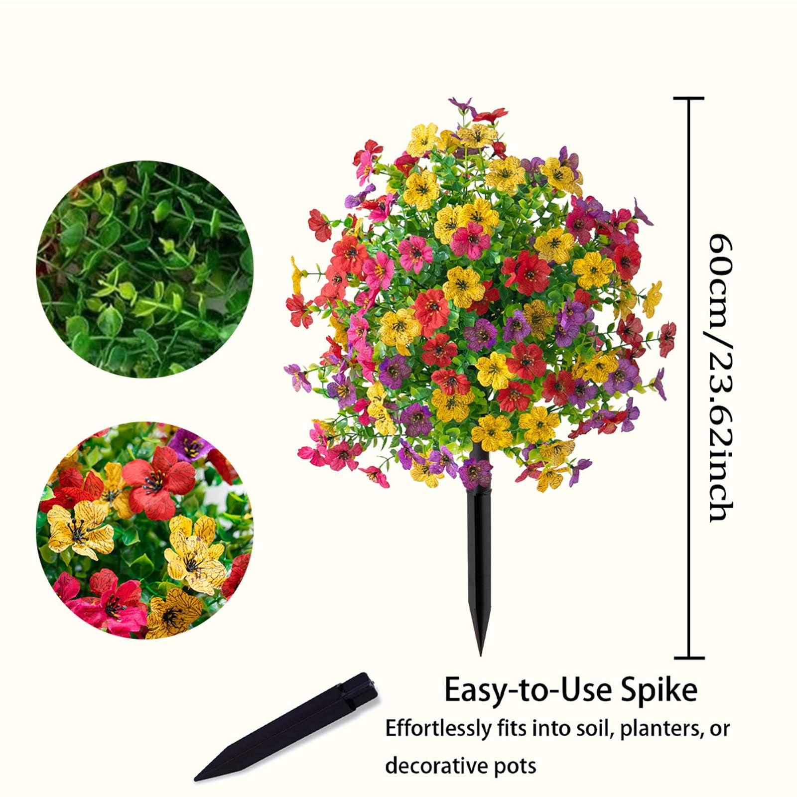 Artificial Flowers For Outdoor Indoor Garden Home Decoration, Faux Flower Daisy With Eucalyptus Leaves Fake Plants Greenery Boxwood Porch Patio