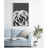 PixonSign Framed Wall Art Print Set Blooming Succulent Floral Cactus Photography Modern Art Chic Relax/Calm Grey Dark Black and White for Living Room, Bedroom, Office - 16"x24" White