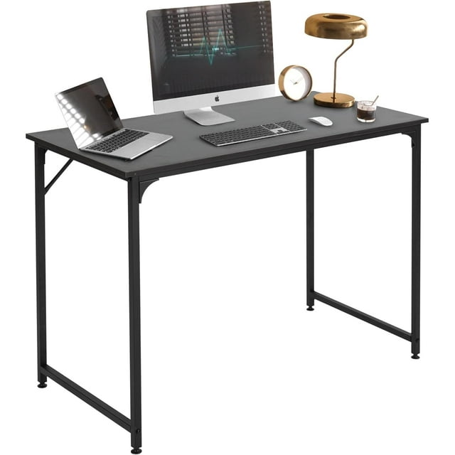 BestOffice 39'' Computer Desk, Modern Home Office, Simple Study Table, Sturdy Metal Frame, Black PC Workstation