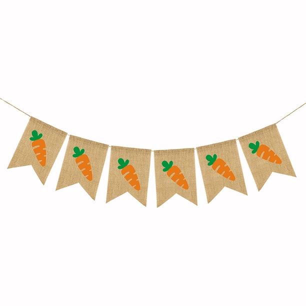 Decoraciones Banner Happy Easter Party Supplies Banderines universales para interiores y exteriores Swallowtail Cute Trees Home DFF01 EASTER Kits de decoración para fiestas DFF03 zanahorias rojas Toystoory HA059261-03