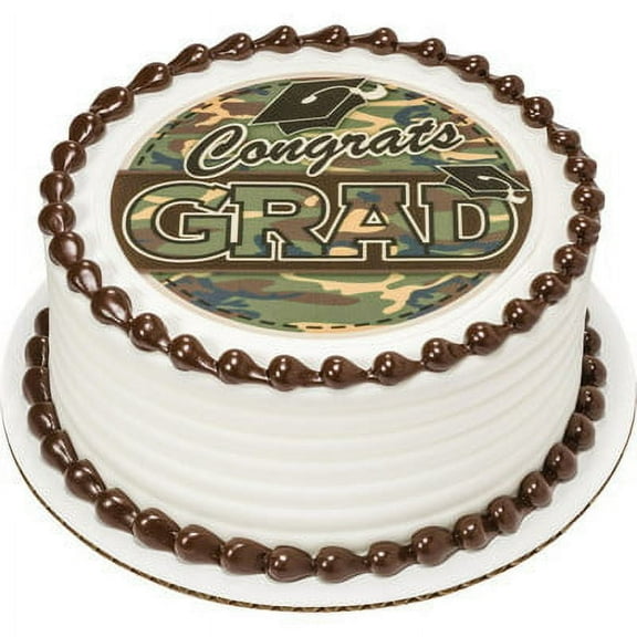 Edible Frosting Photo Graduation Cake Topper - Camo