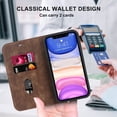 thumbnail image 3 of Decase for Apple iPhone 11 Wallet Phone Case,Shockproof Plain Leather Magnetic Closure Flip Holder Protective Cover with RFID Blocking Card Slots,Brown, 3 of 10