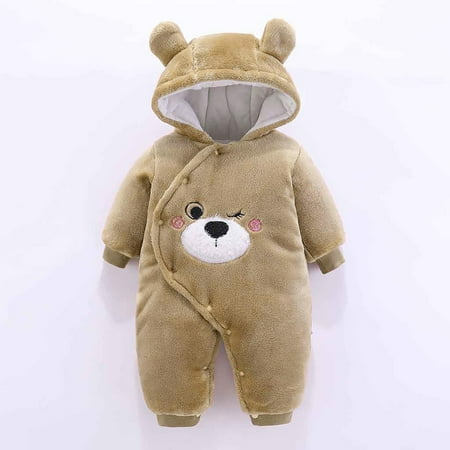

THE WILD Casual Pretty Newborn Infant Baby Boys Girls Long Sleeve Cartoon Fleece Hooded Romper Jumpsuit