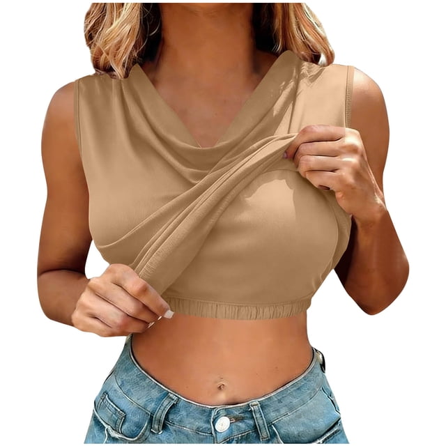 Tauxra Sleeveless Tops for Women Solid Color with Chest Padding Mock Neck Casual Vest Tops, Regular Fit Soft Basic Camisole for Daily Wear