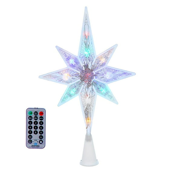 Kurt Adler 12.6-Inch 11-Light Dual Color LED With Color Effect Remote Control Star Tree Topper