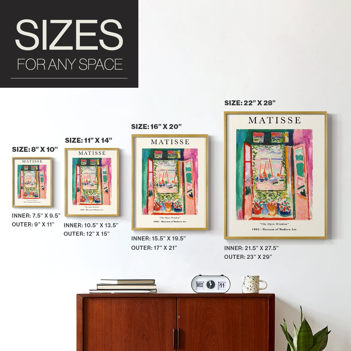 Matisse CLXXX Framed Print in Gold Solid Wood 22 x 28 Framed Print