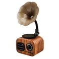 thumbnail image 1 of Altavoz retro con diseño de fonógrafo, conexión Bluetooth y ranura para tarjeta TF, ideal para uso en interiores y exteriores. Disponible en acabado de madera amarilla, con batería recargable de, 1 of 6
