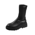 thumbnail image 2 of Babysbule Bottes pour Femmes Hiver Manches Noires Mi-Tube Plateforme Extensible Court Chevalier, 2 of 5