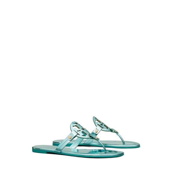 Tory Burch Women's Miller Flat Sandal, Teal, 6.5